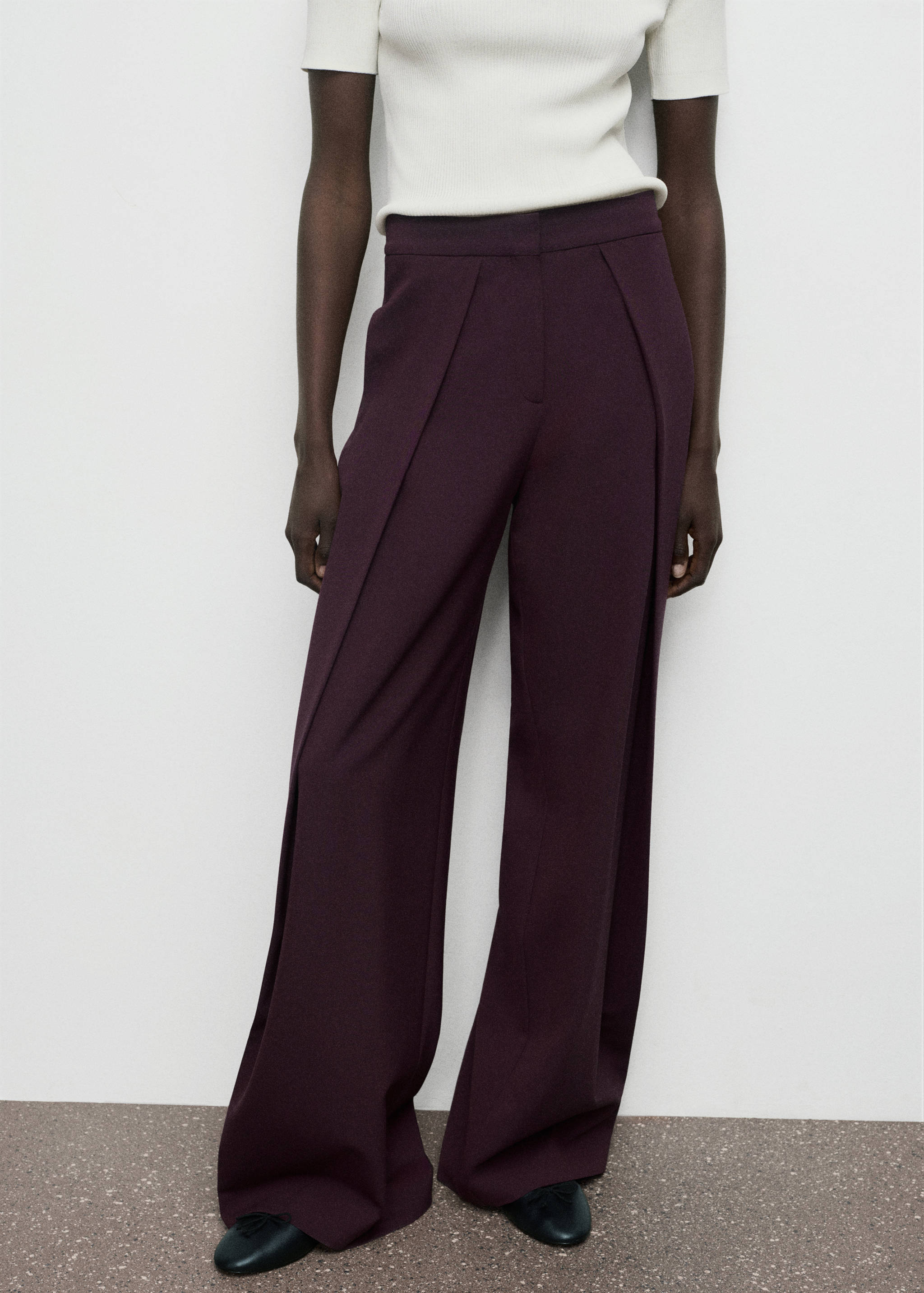Pleated wide leg trousers - Medium plane