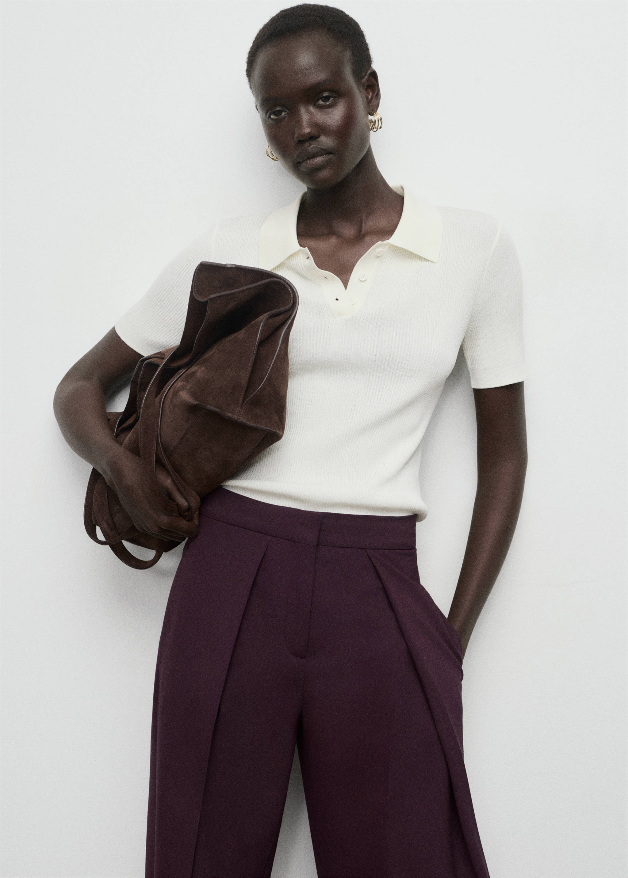 Pleated wide leg trousers - Details of the article 1