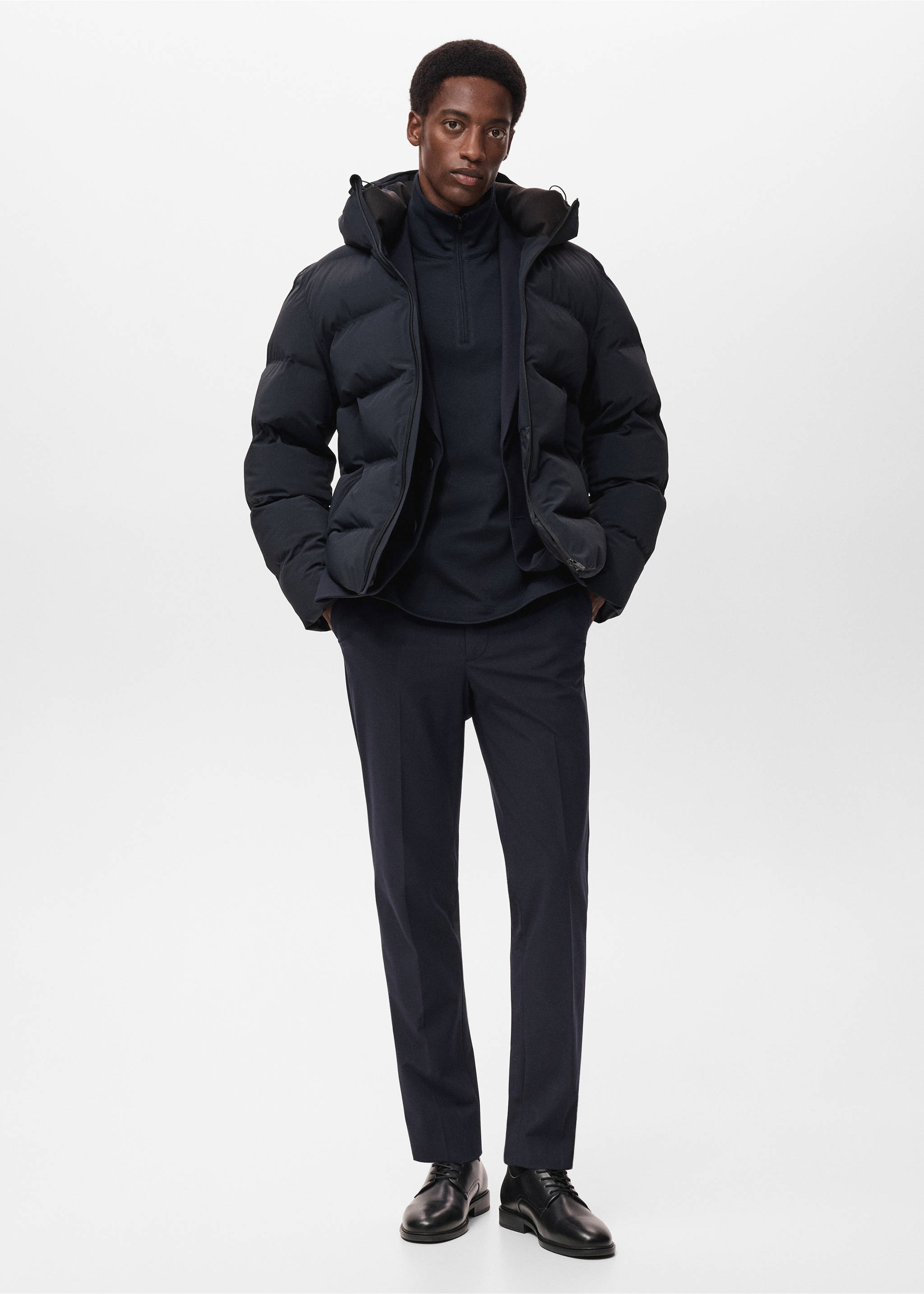 Anorak matelassé tissu imperméable - Plan général, Bleu marine. Ref: 17088265-00.