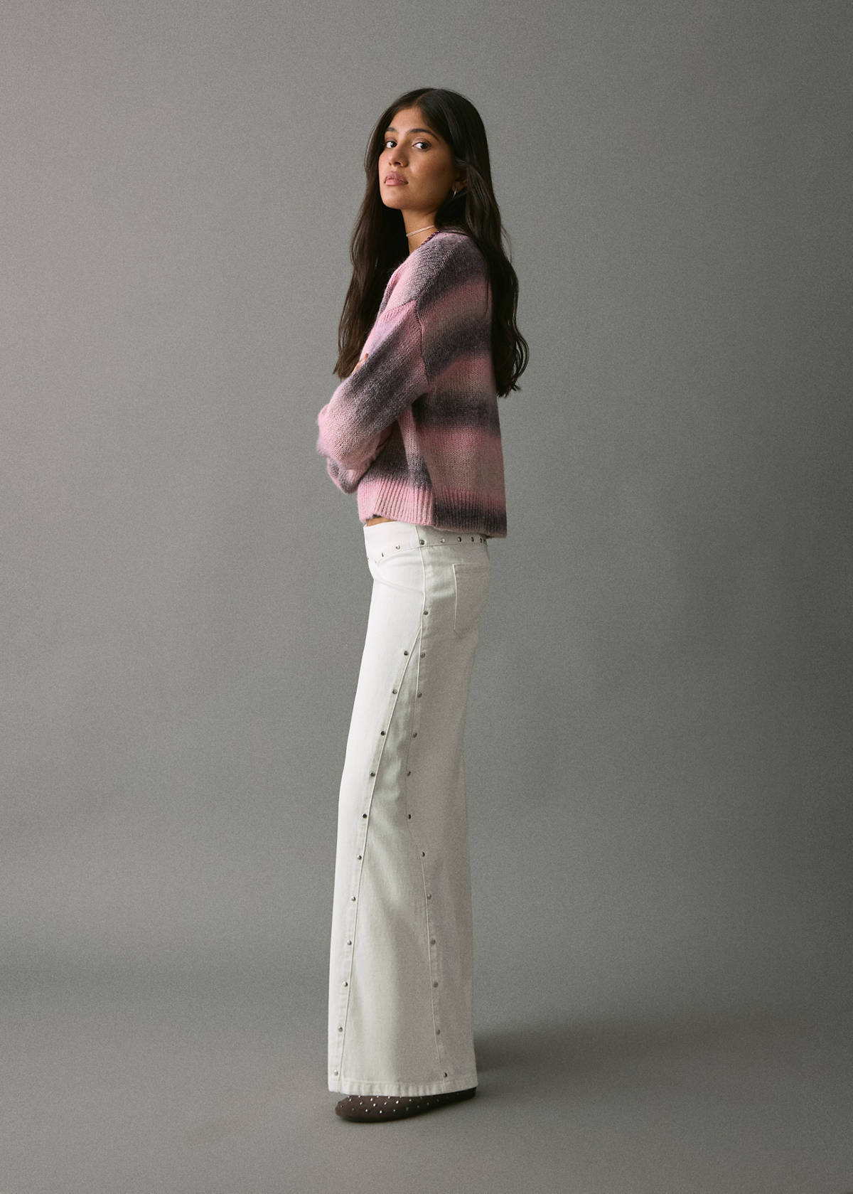 Wide leg jeans with studs — Off White