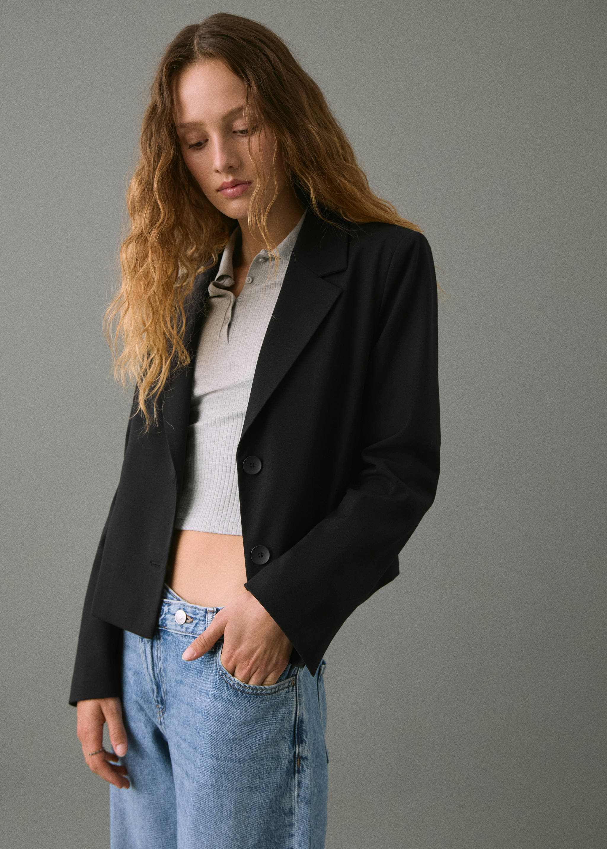 Short jacket with lapels - Medium plane