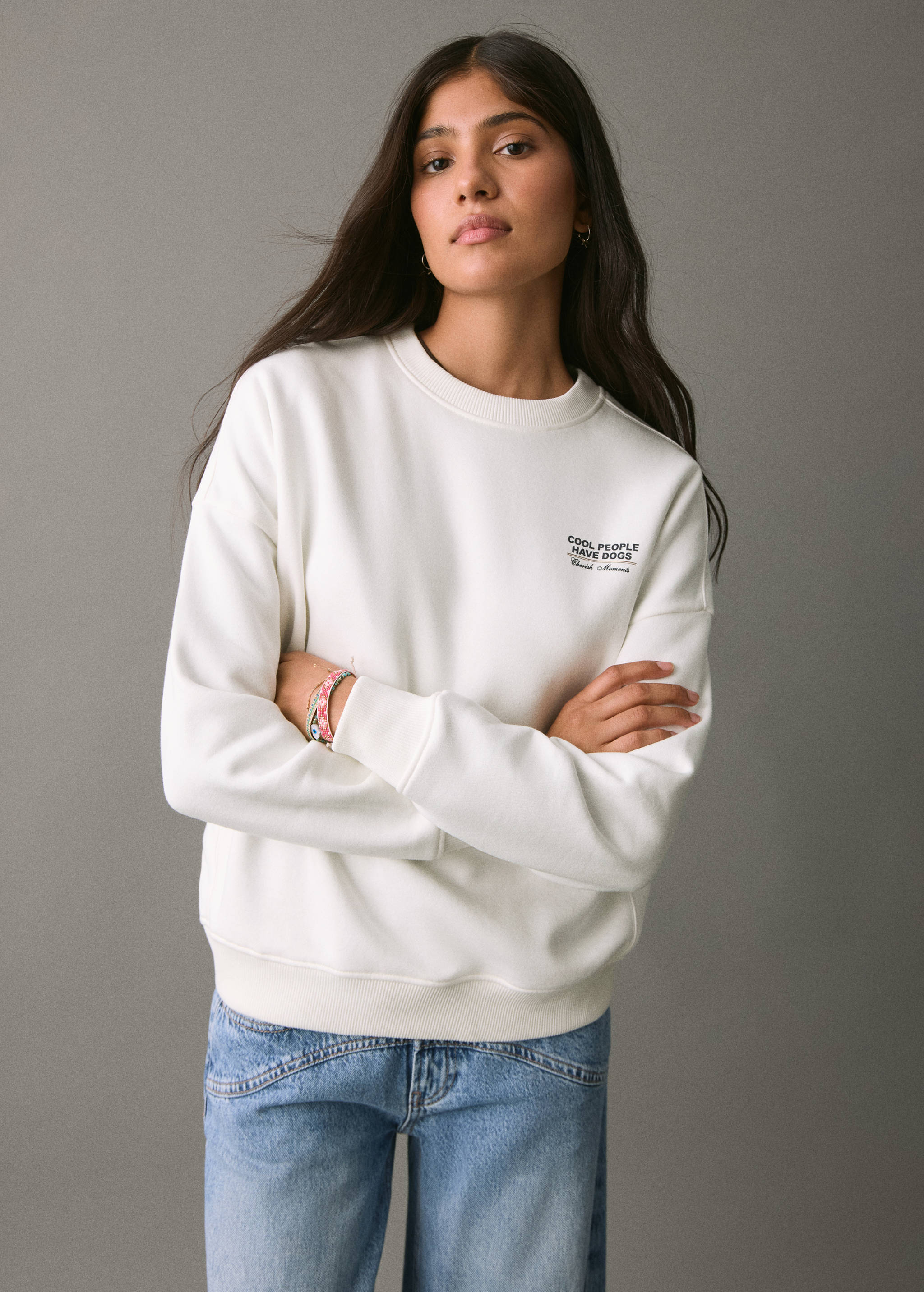 Gemustertes Baumwoll-Sweatshirt - Mittlere Ansicht
