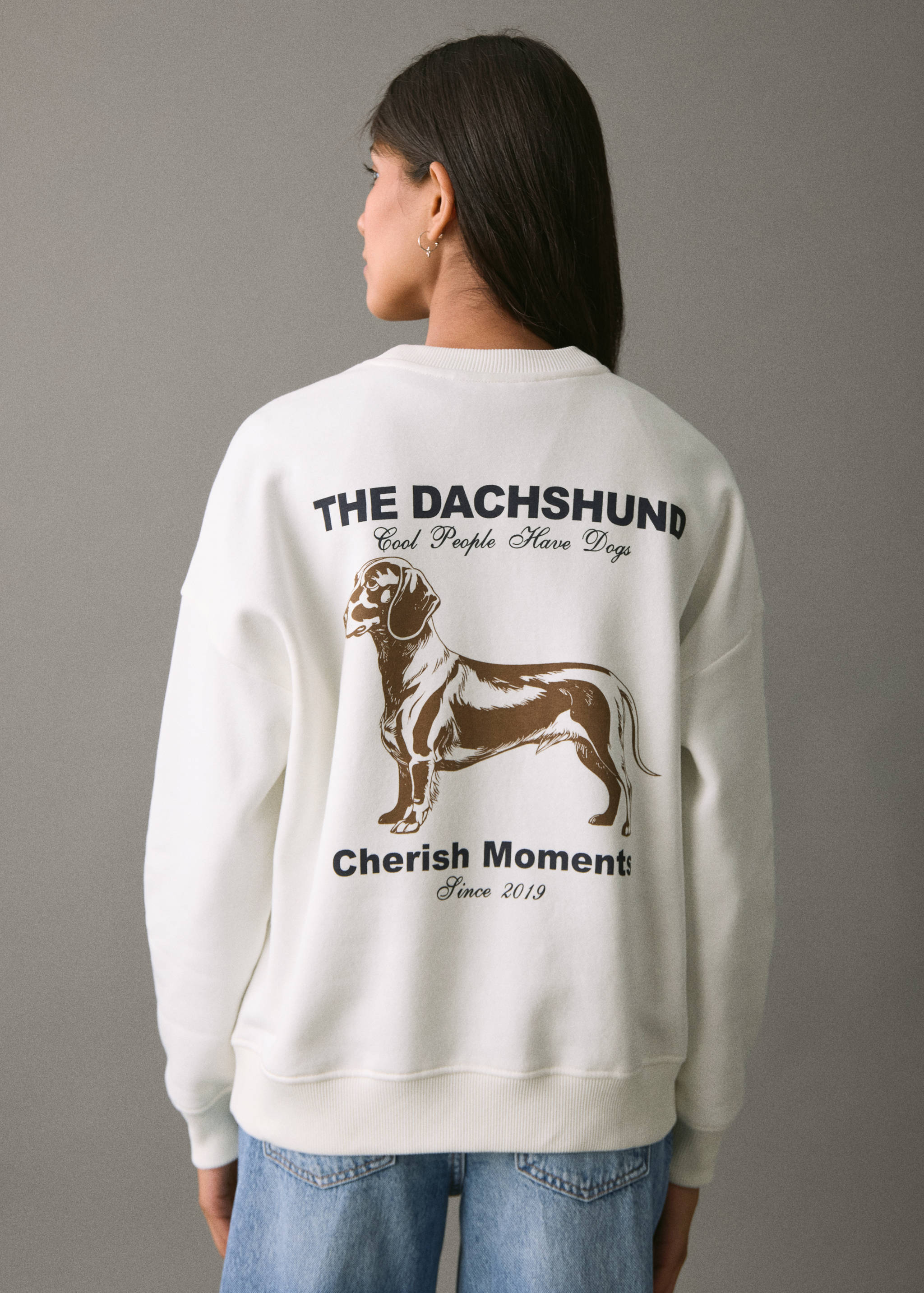 Gemustertes Baumwoll-Sweatshirt - Rückseite des Artikels