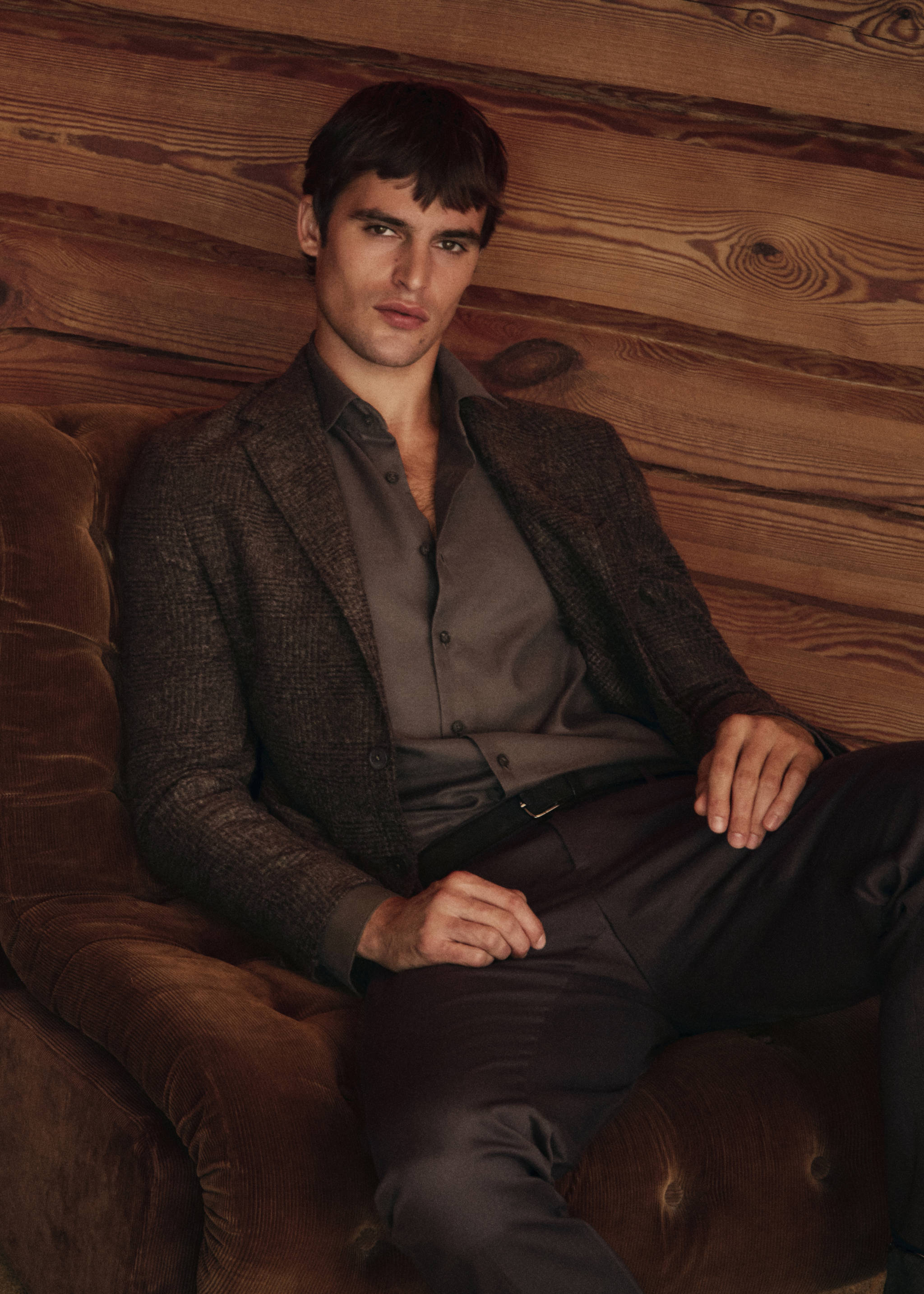 修身迷你格纹羊毛混纺外套 - null, 褐色. Ref: 17088272-00.