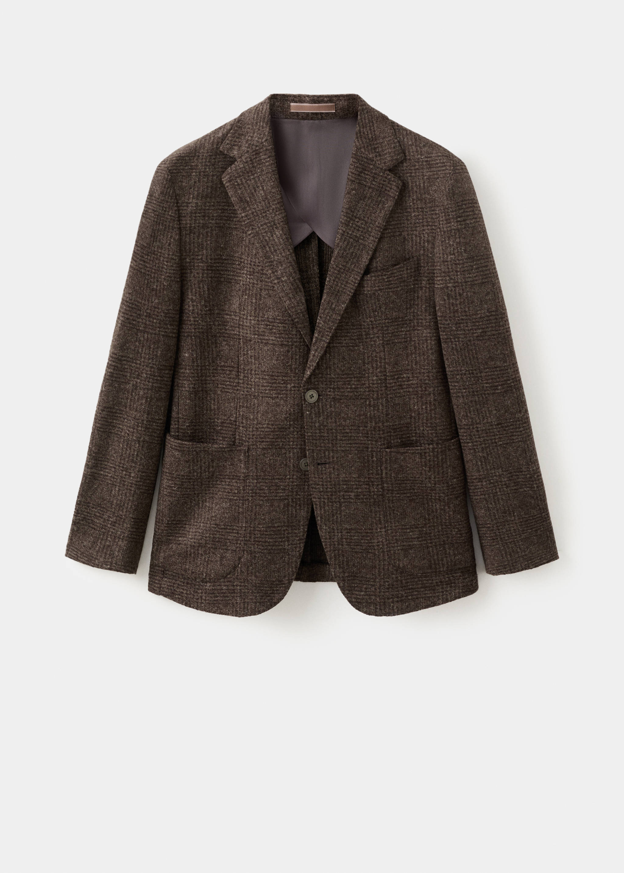 Slim-fit micro-check wool-blend jacket - Article without model