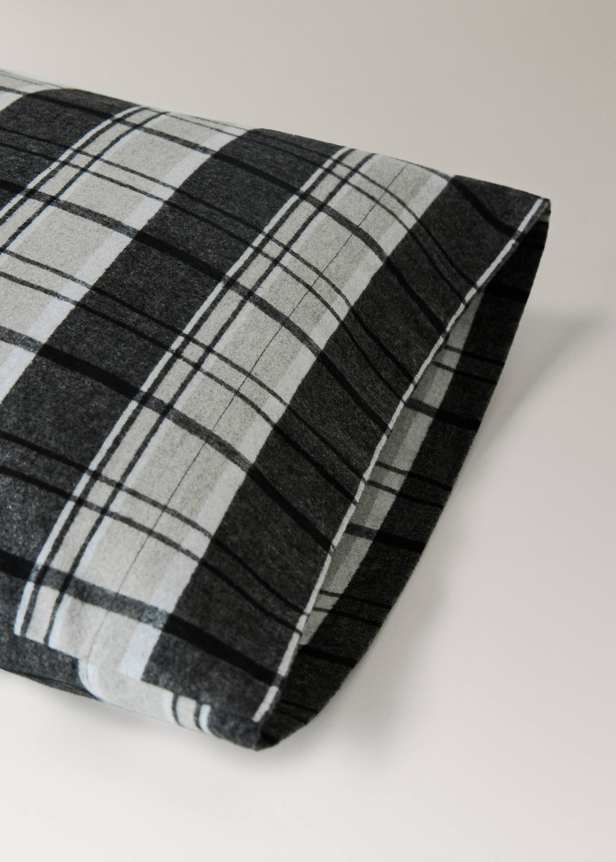 Flannel cotton melange-yarn pillowcase with check pattern 45x110 cm - Details of the article 1