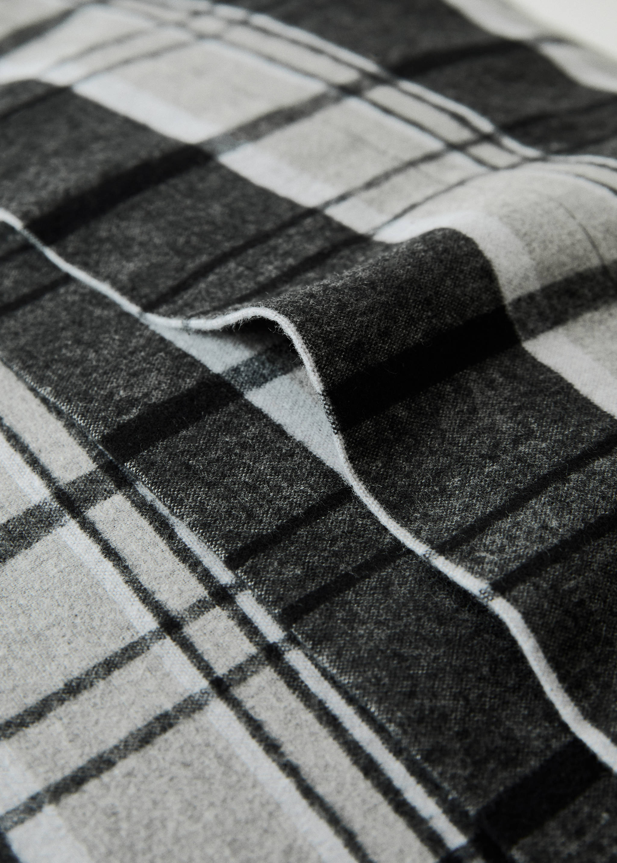 Flannel cotton melange-yarn pillowcase with check pattern 45x110 cm - Details of the article 2