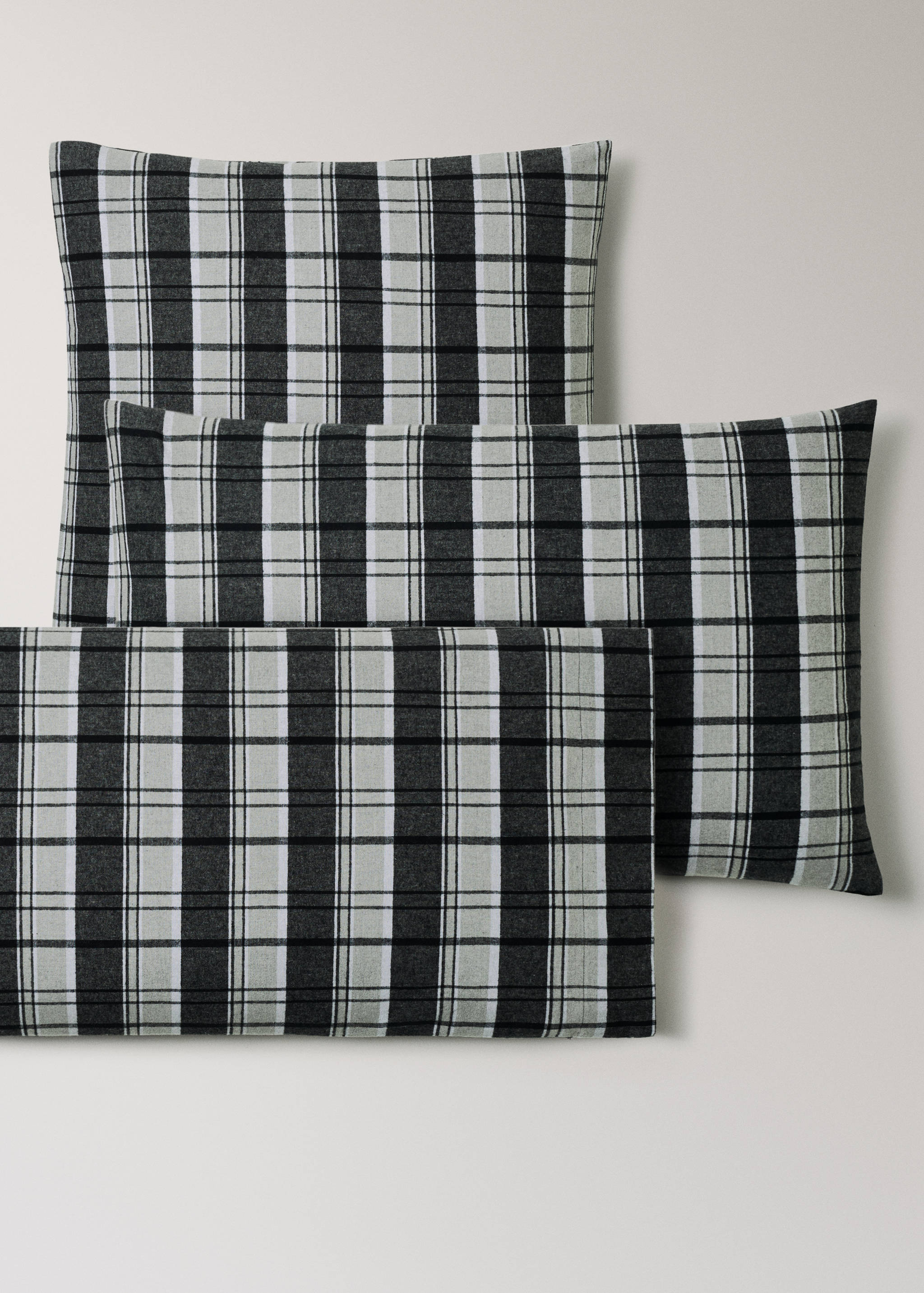Flannel cotton melange-yarn pillowcase with check pattern 45x110 cm - Details of the article 3