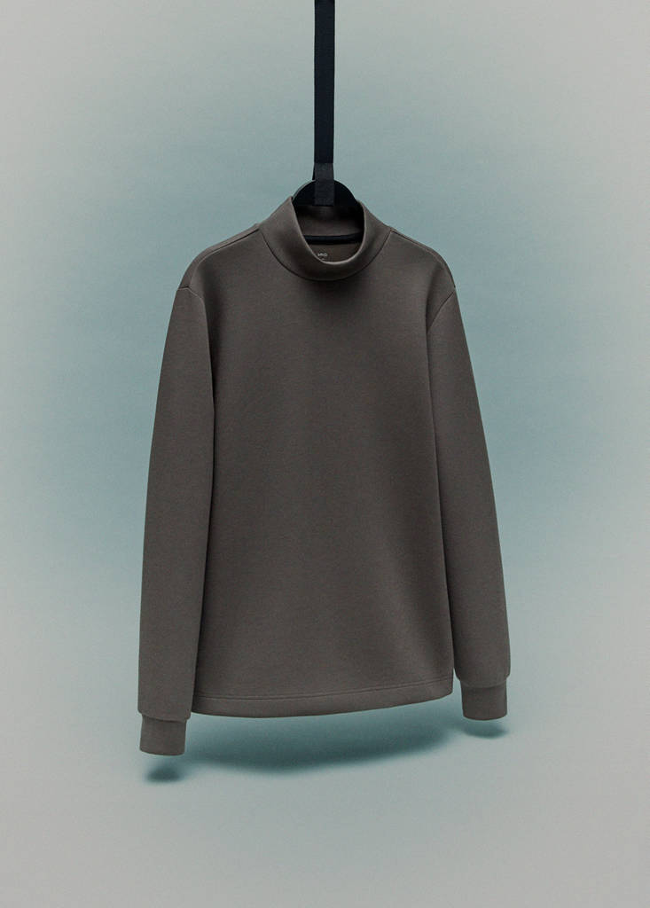 Perkins-neck long-sleeved t-shirt — Mink Grey