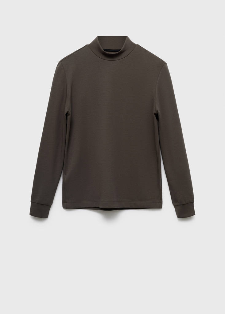 Perkins-neck long-sleeved t-shirt — Mink Grey