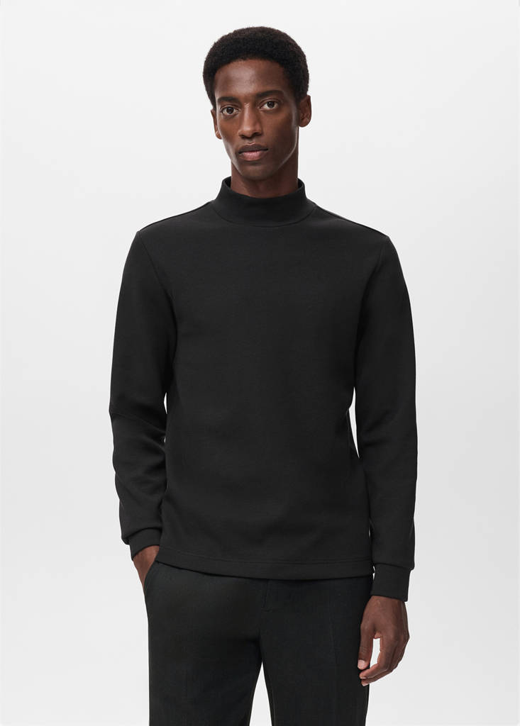 Perkins-neck long-sleeved t-shirt — Black