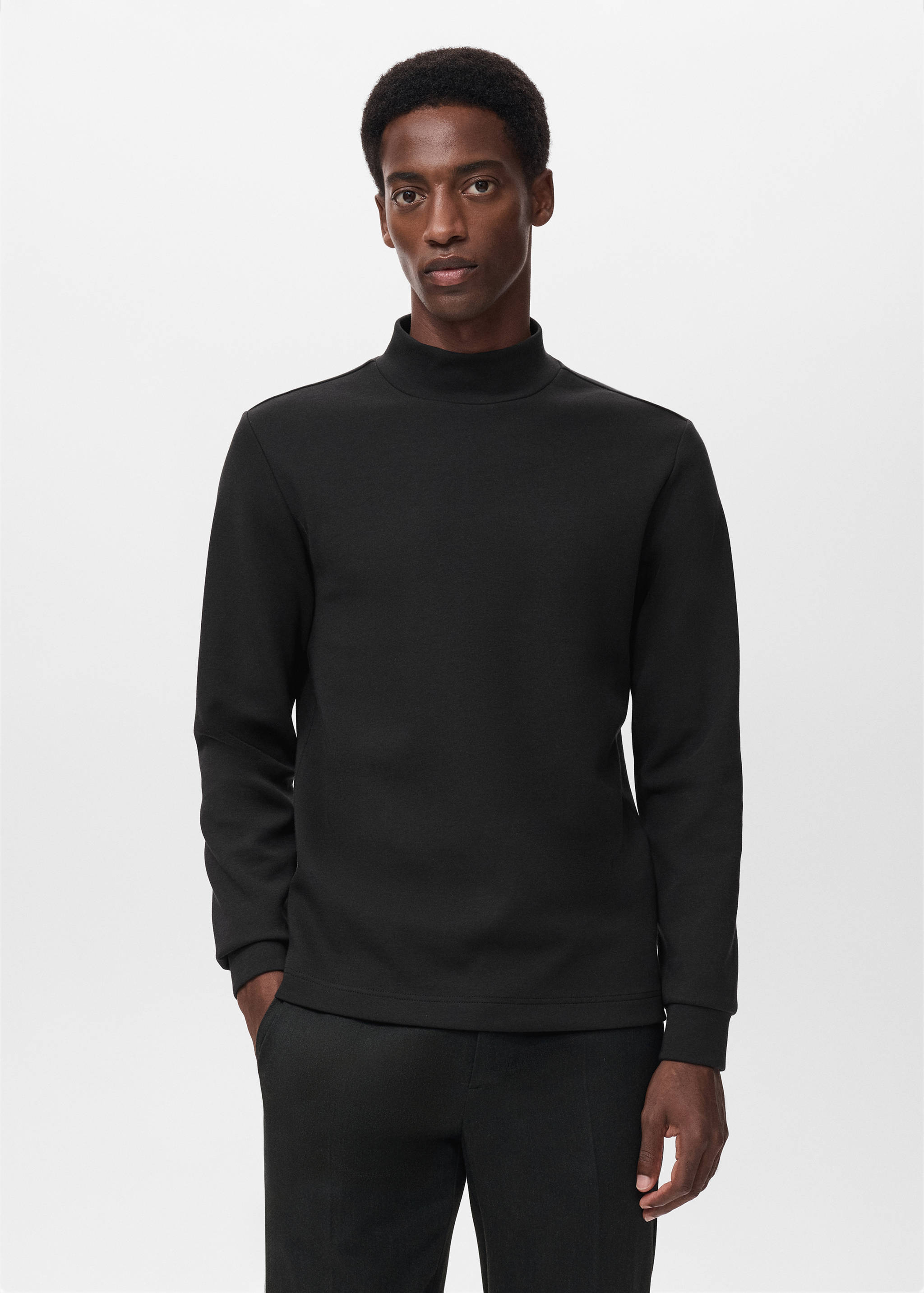 Long-sleeved t-shirt with perkins neck - Medium plane