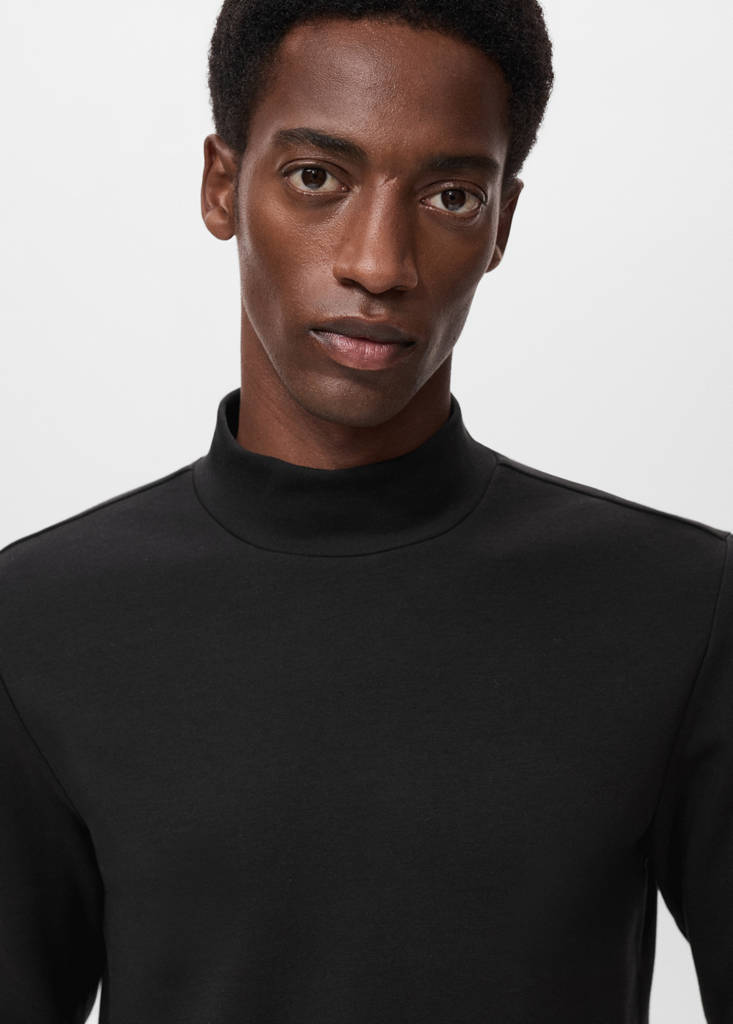 Perkins-neck long-sleeved t-shirt — Black