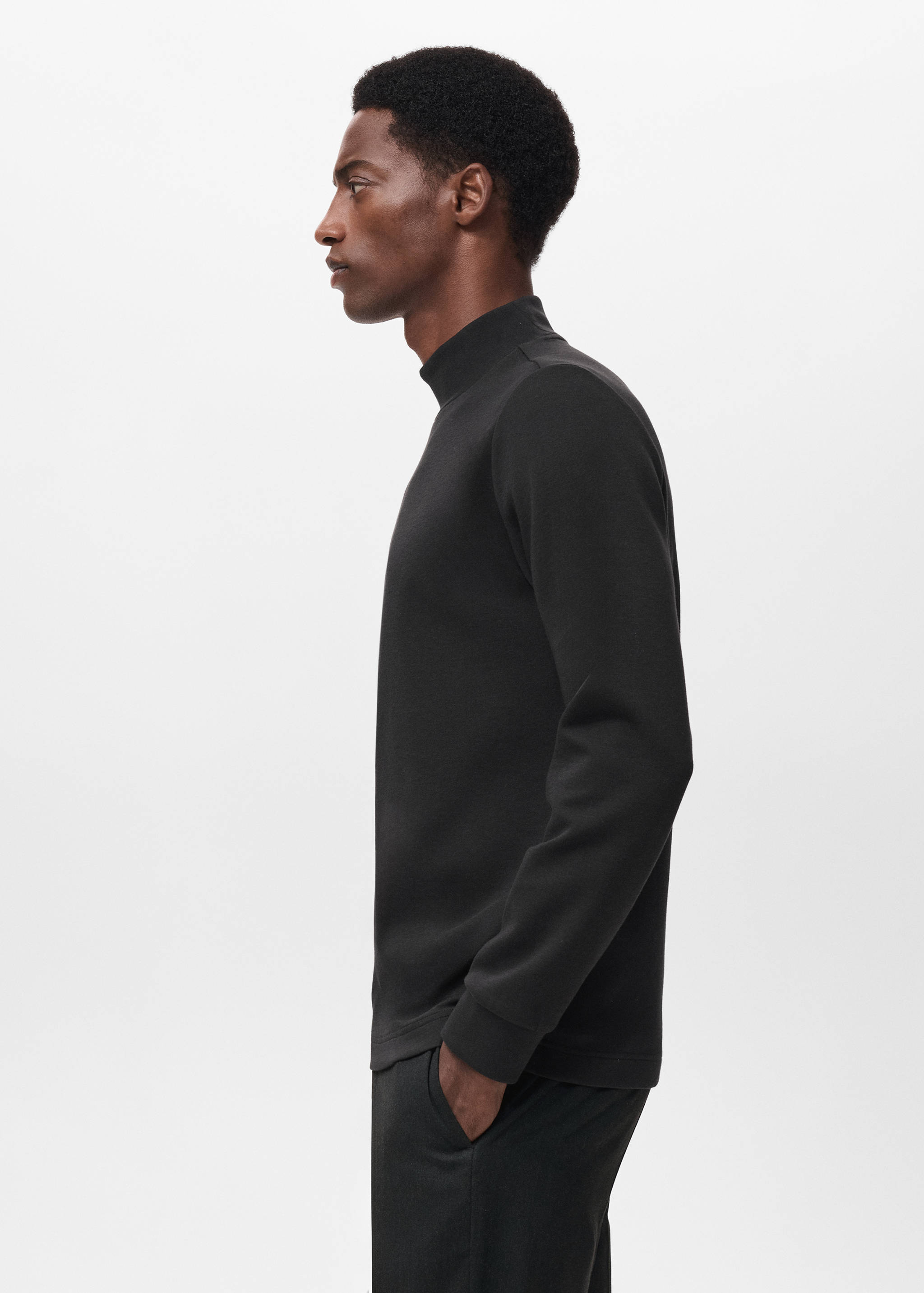 Long-sleeved t-shirt with perkins neck - Details of the article 2