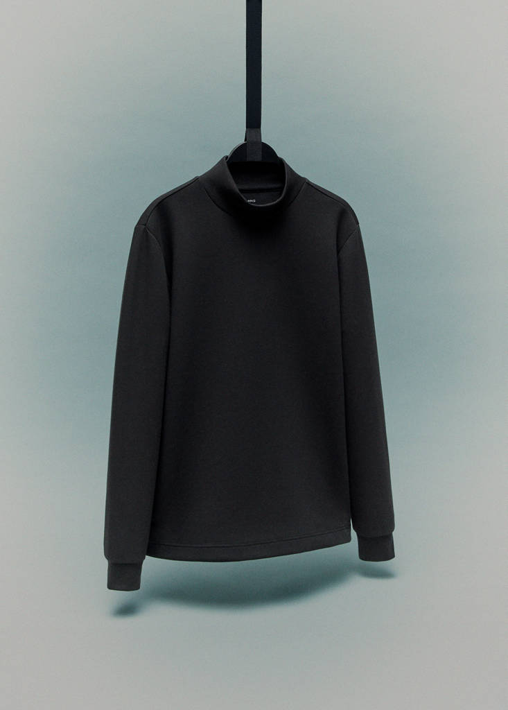 Perkins-neck long-sleeved t-shirt — Black