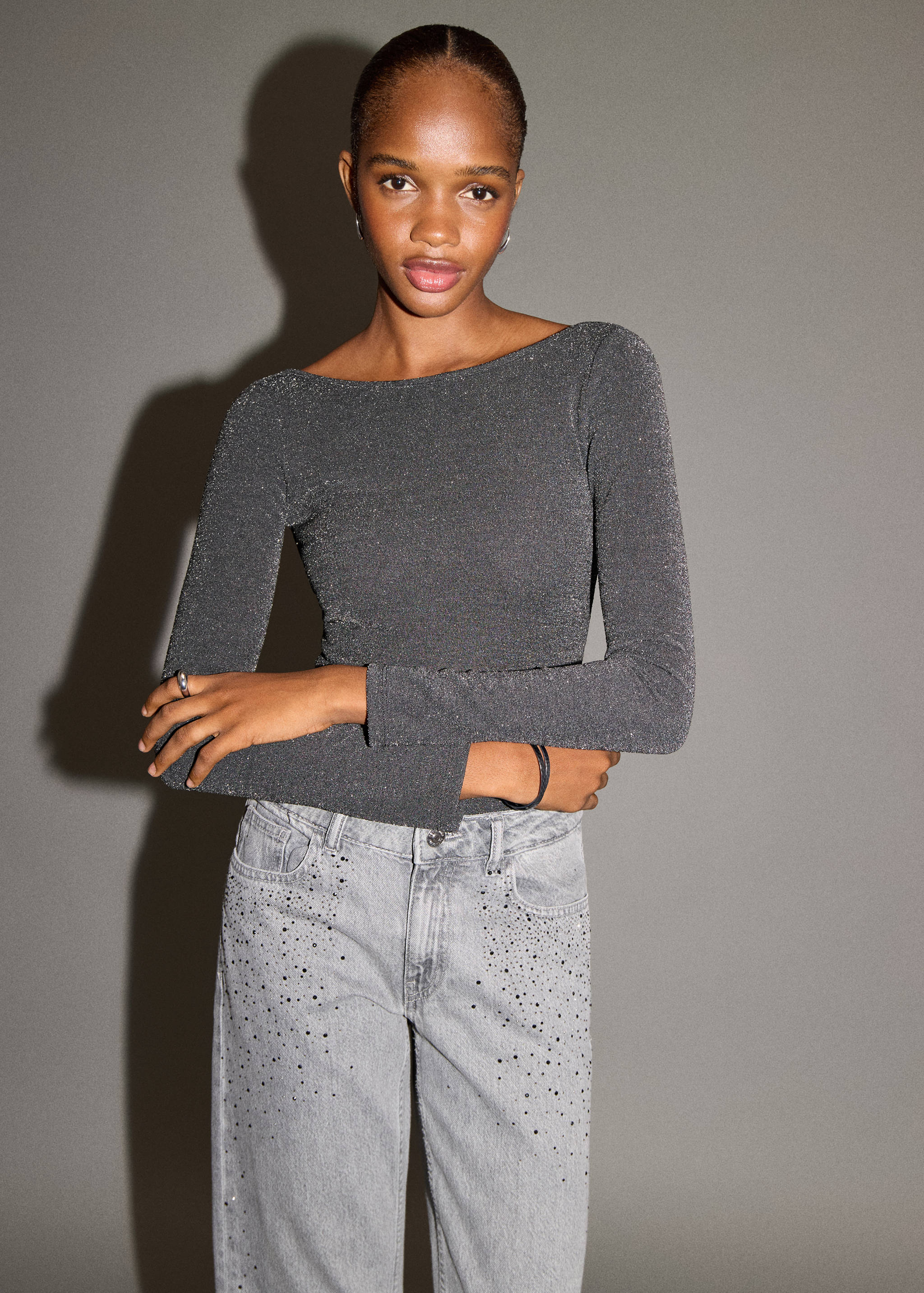 Open-back lurex bodysuit - Medium plane