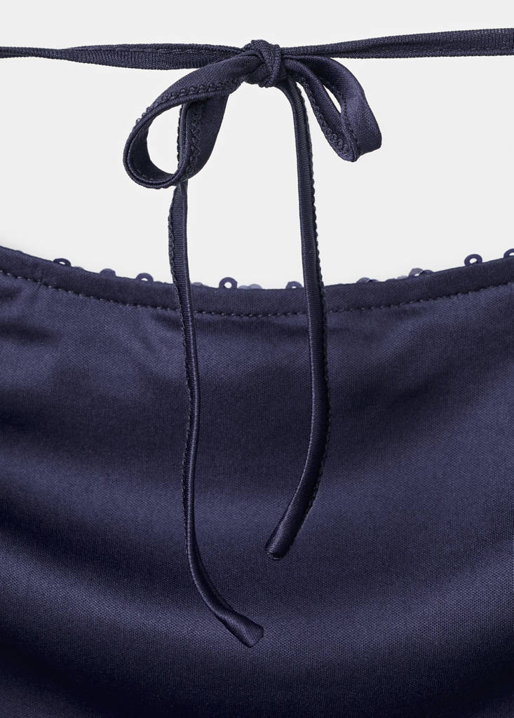 Long-sleeved sequin dress — Navy