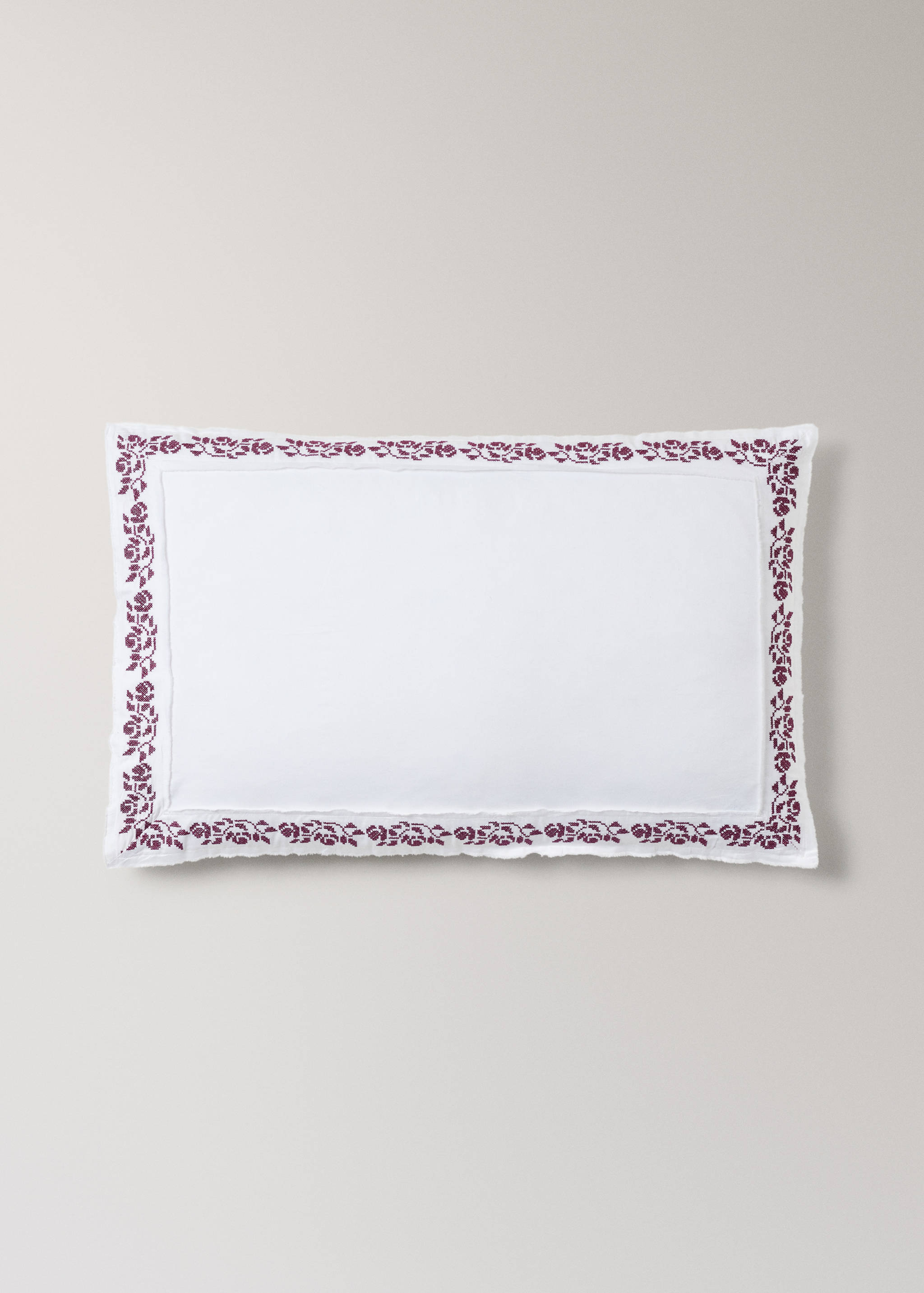 Capa de almofada de algodão e cetim de 300 fios com bordado de ponto de cruz 50x75 cm - Artigo sem modelo