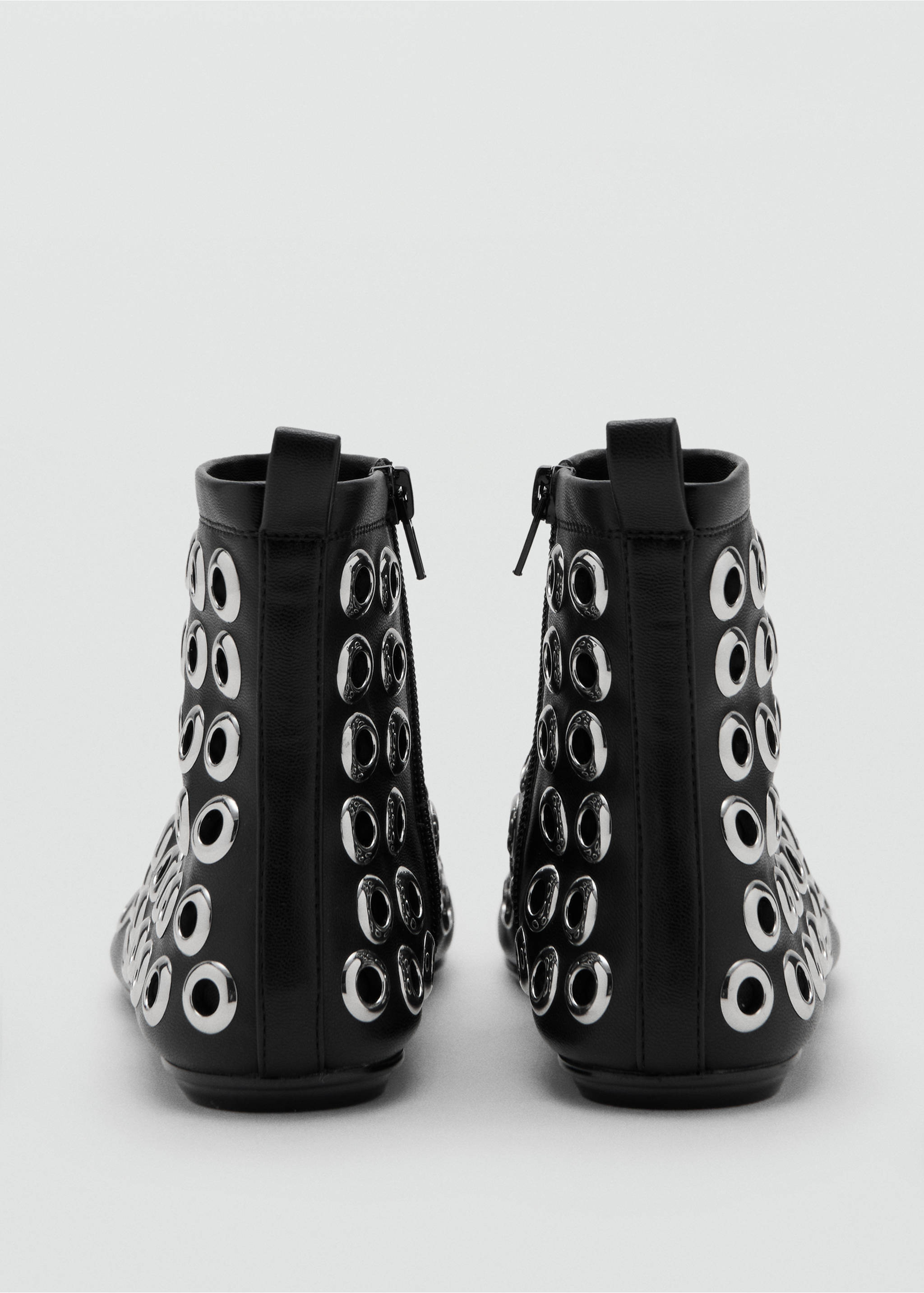 Faux-leather ankle boots with eyelets - Details of the article 2, Black. Ref: 17088633-00.