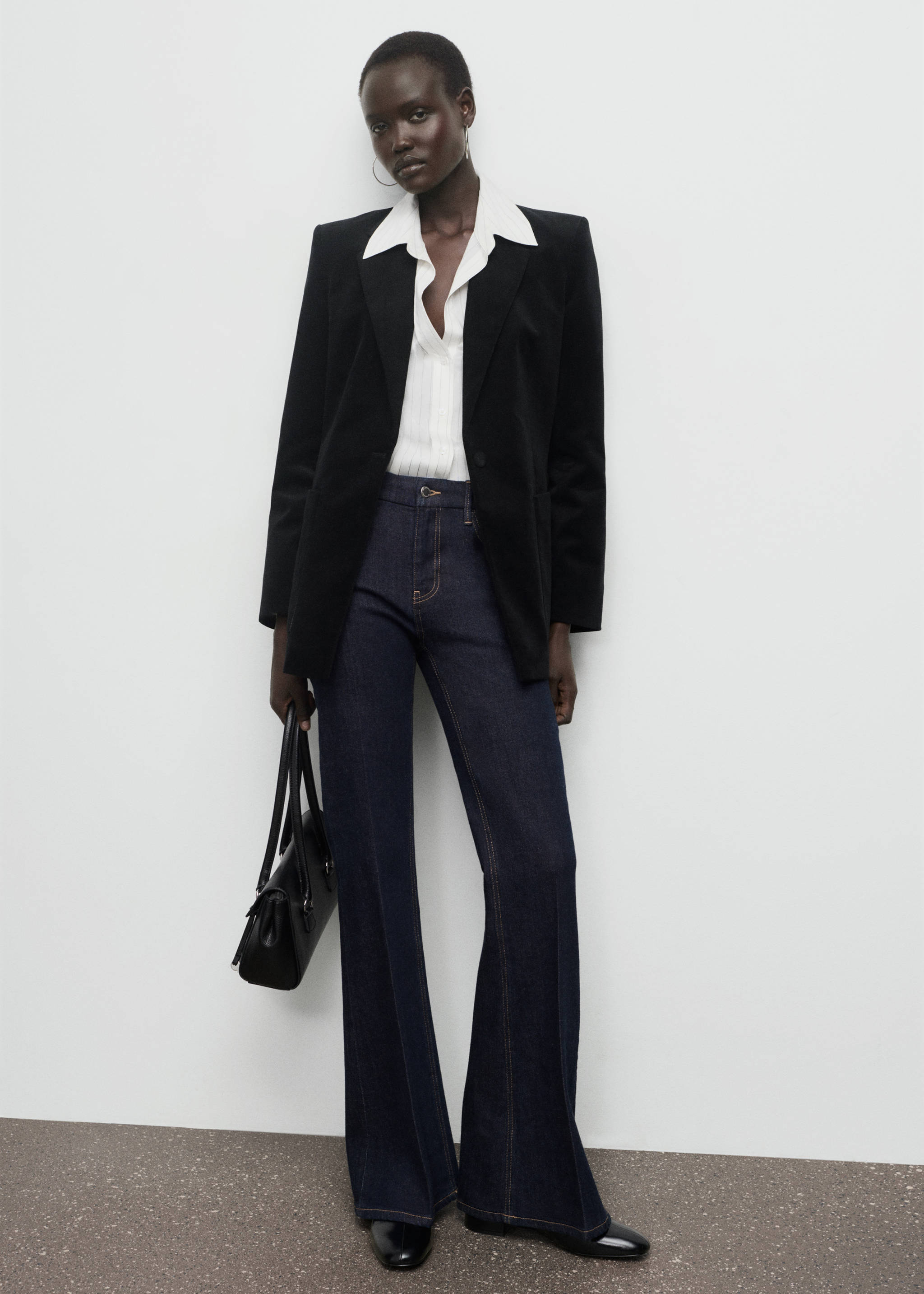 Katoenfluwelen blazer met zakken - Overzichtstekening