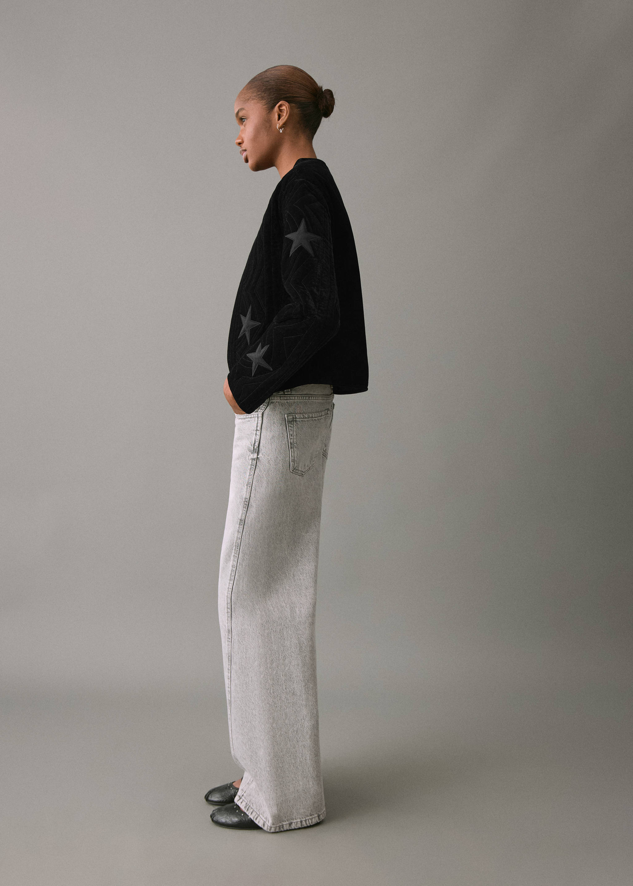 Velvet bomber jacket with star - General plane