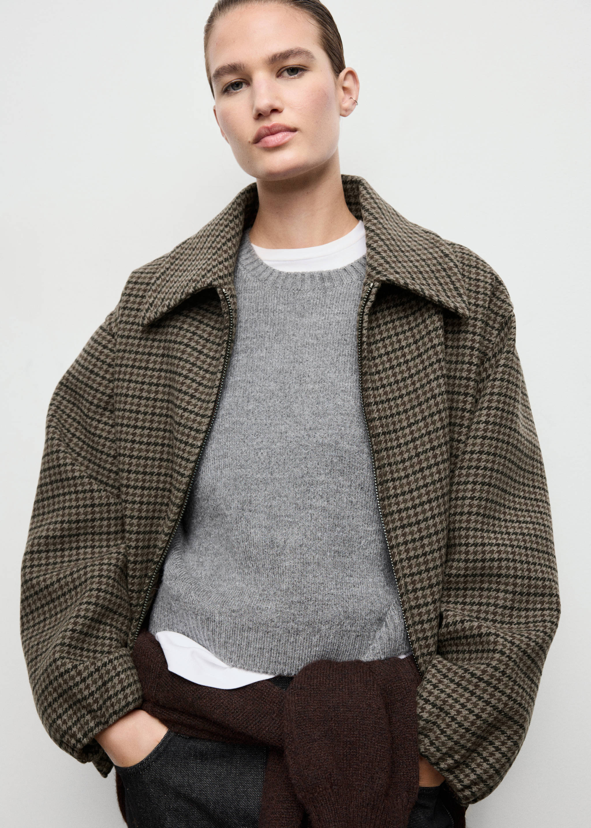 جاكيت صوف بطبعة الهاوندستوث - رؤية وسط