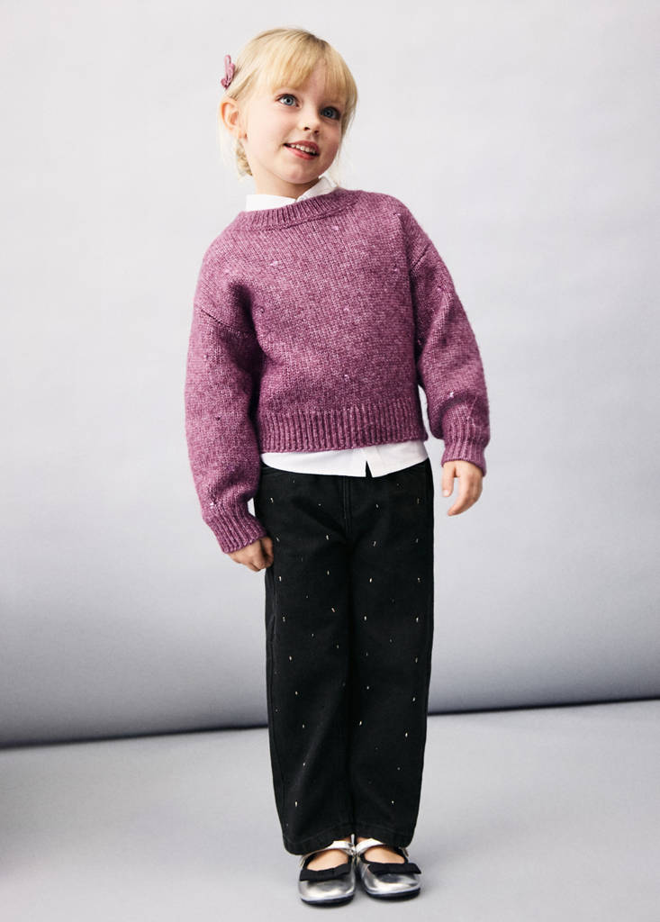 Straight jeans with rhinestone detail — Black denim