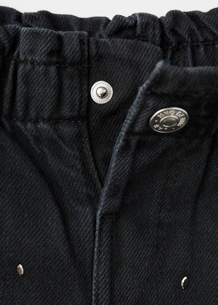 Straight jeans with rhinestone detail — Black denim