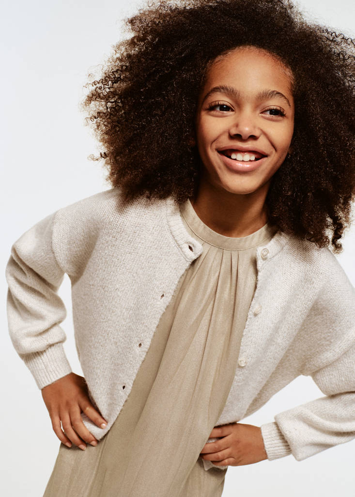 Knitted cardigan with shiny details — Ecru