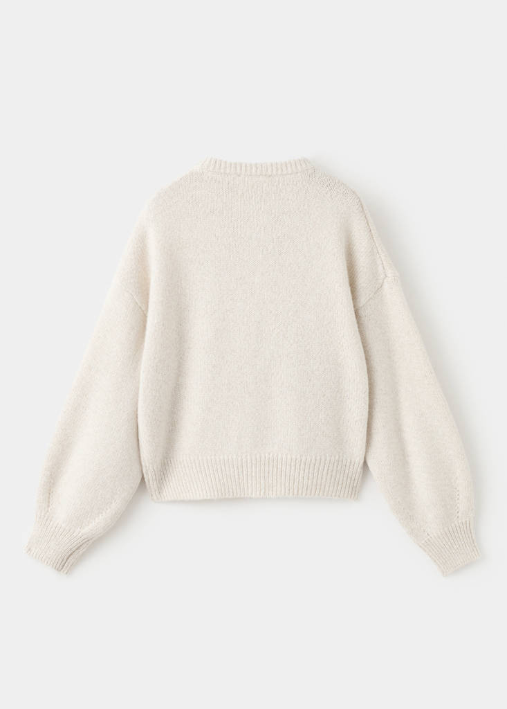 Knitted cardigan with shiny details — Ecru