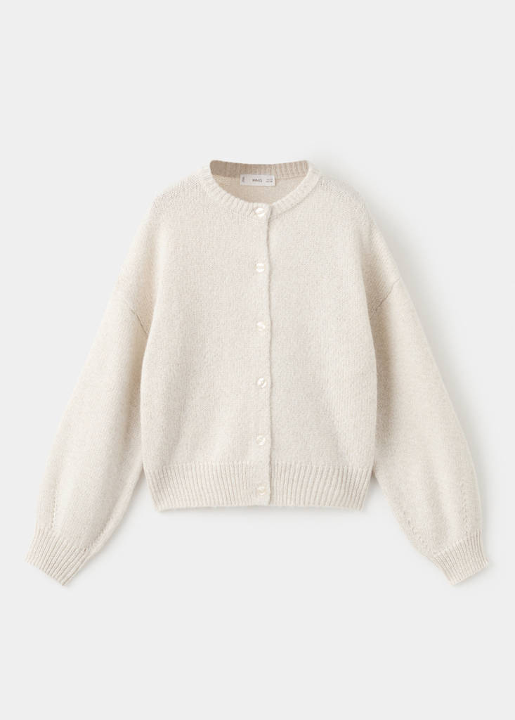 Knitted cardigan with shiny details — Ecru