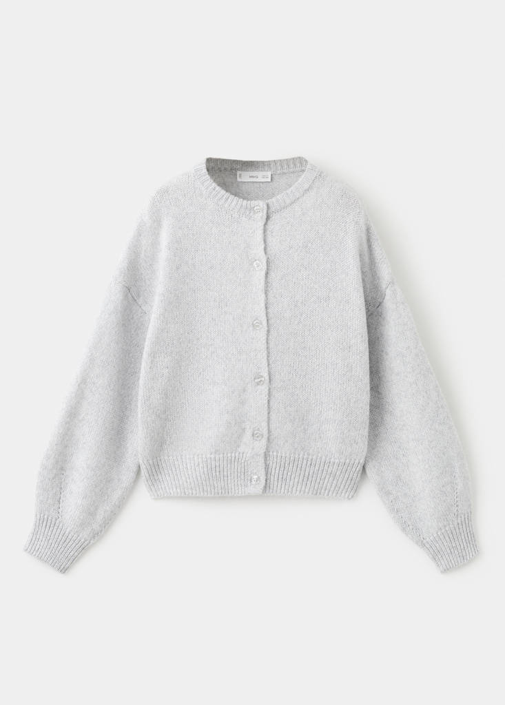 Knitted cardigan with shiny details — Light Heather Grey