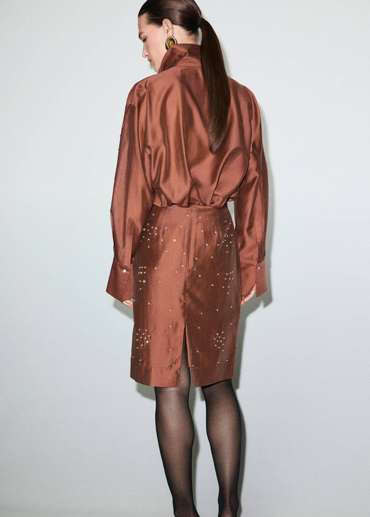 Midi-skirt with rhinestones — Russet