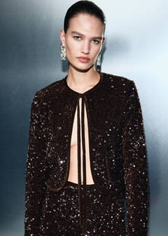 Velvet jacket with sequins and bow — Chocolate 1