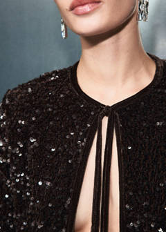 Velvet jacket with sequins and bow — Chocolate 4