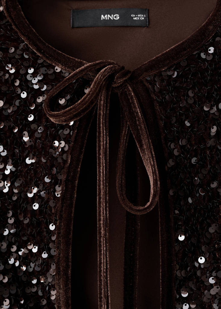 Velvet jacket with sequins and bow — Chocolate