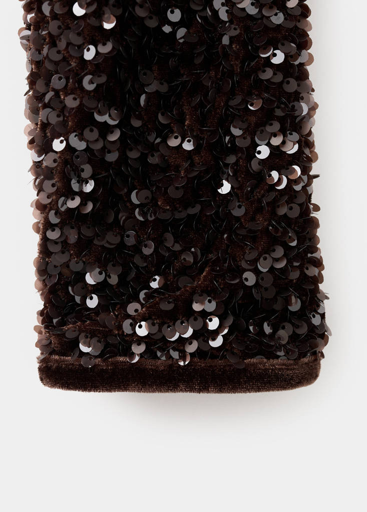 Velvet jacket with sequins and bow — Chocolate
