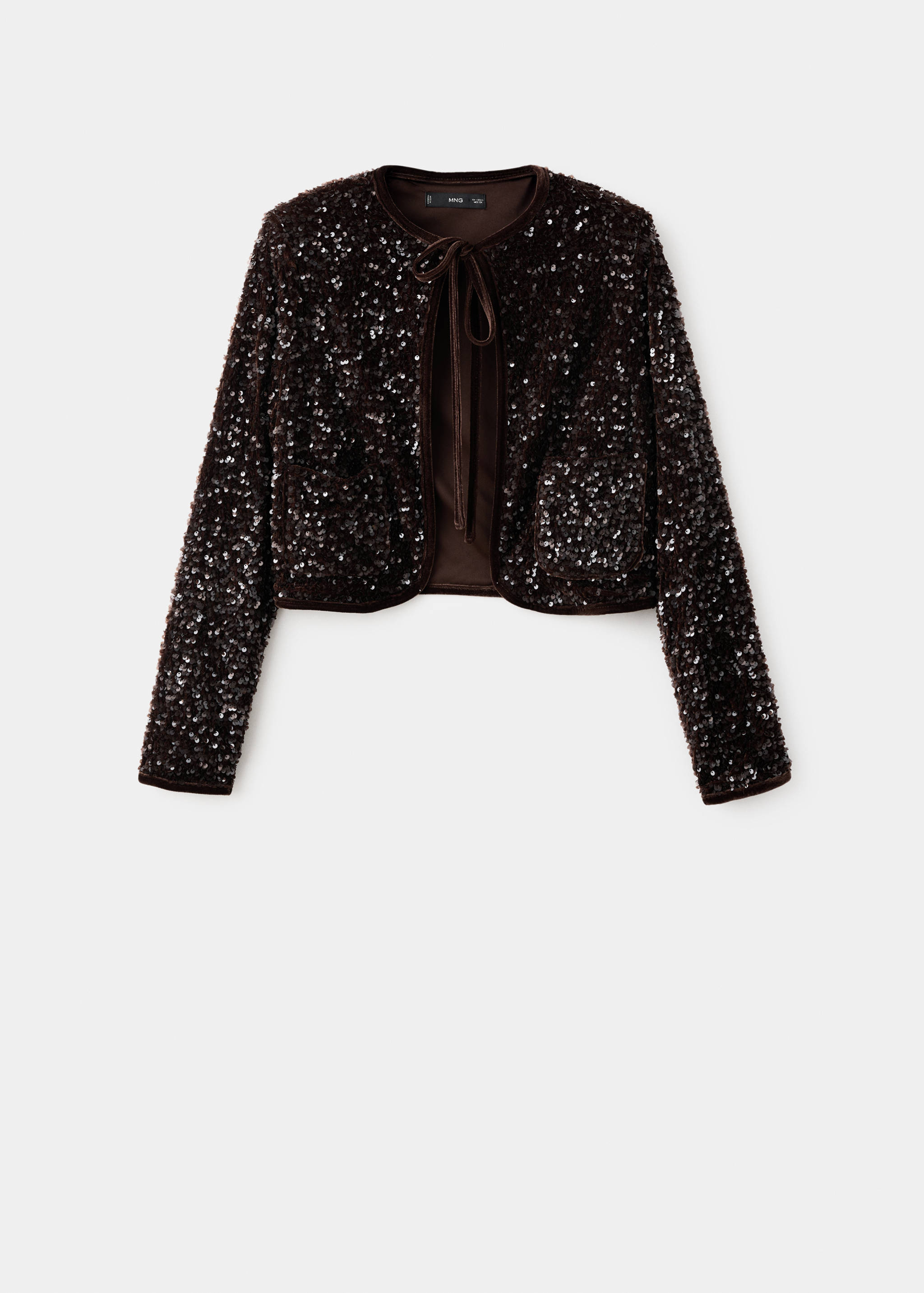 Jacke aus Samt mit Pailletten und Schleife - Artikel ohne Model