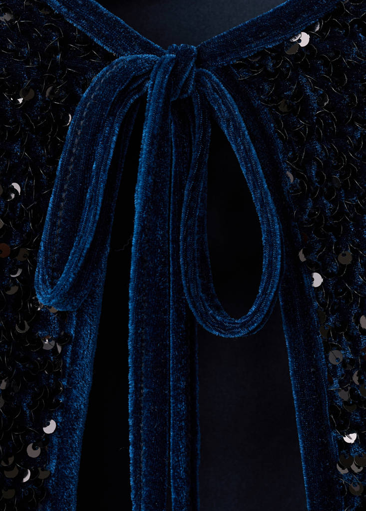 Velvet jacket with sequins and bow — Navy