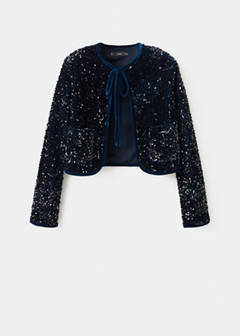 Velvet jacket with sequins and bow — Navy 5