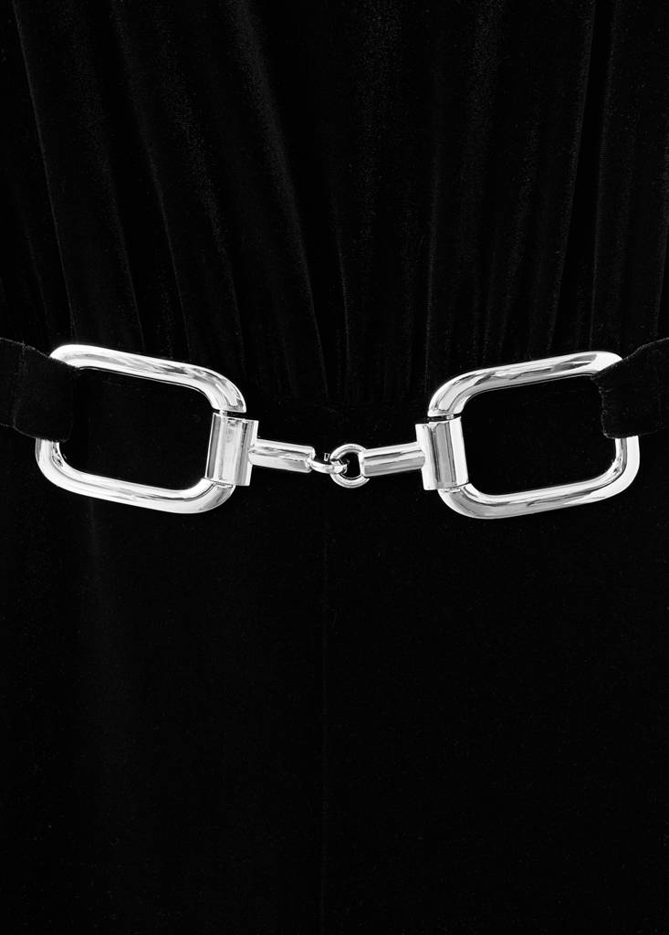 Velvet belt jumpsuit — Black
