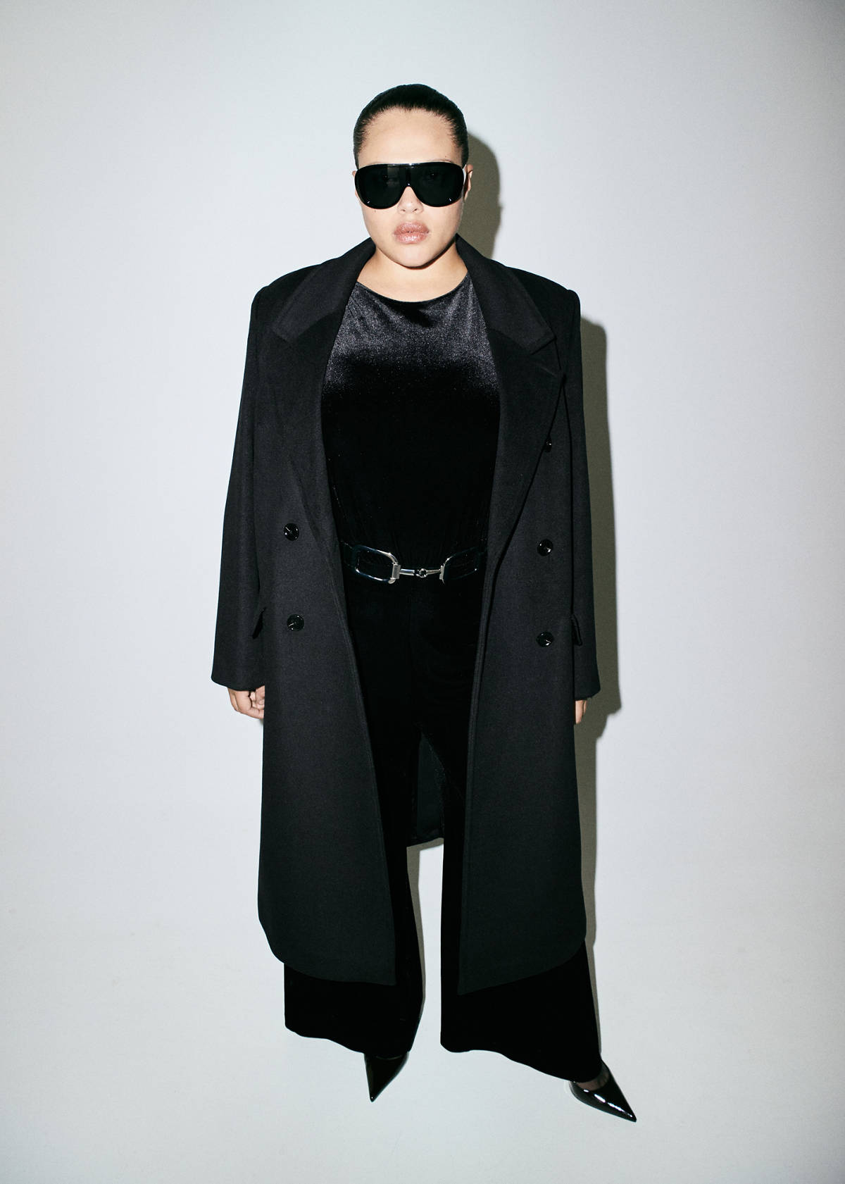 Velvet belt jumpsuit — Black