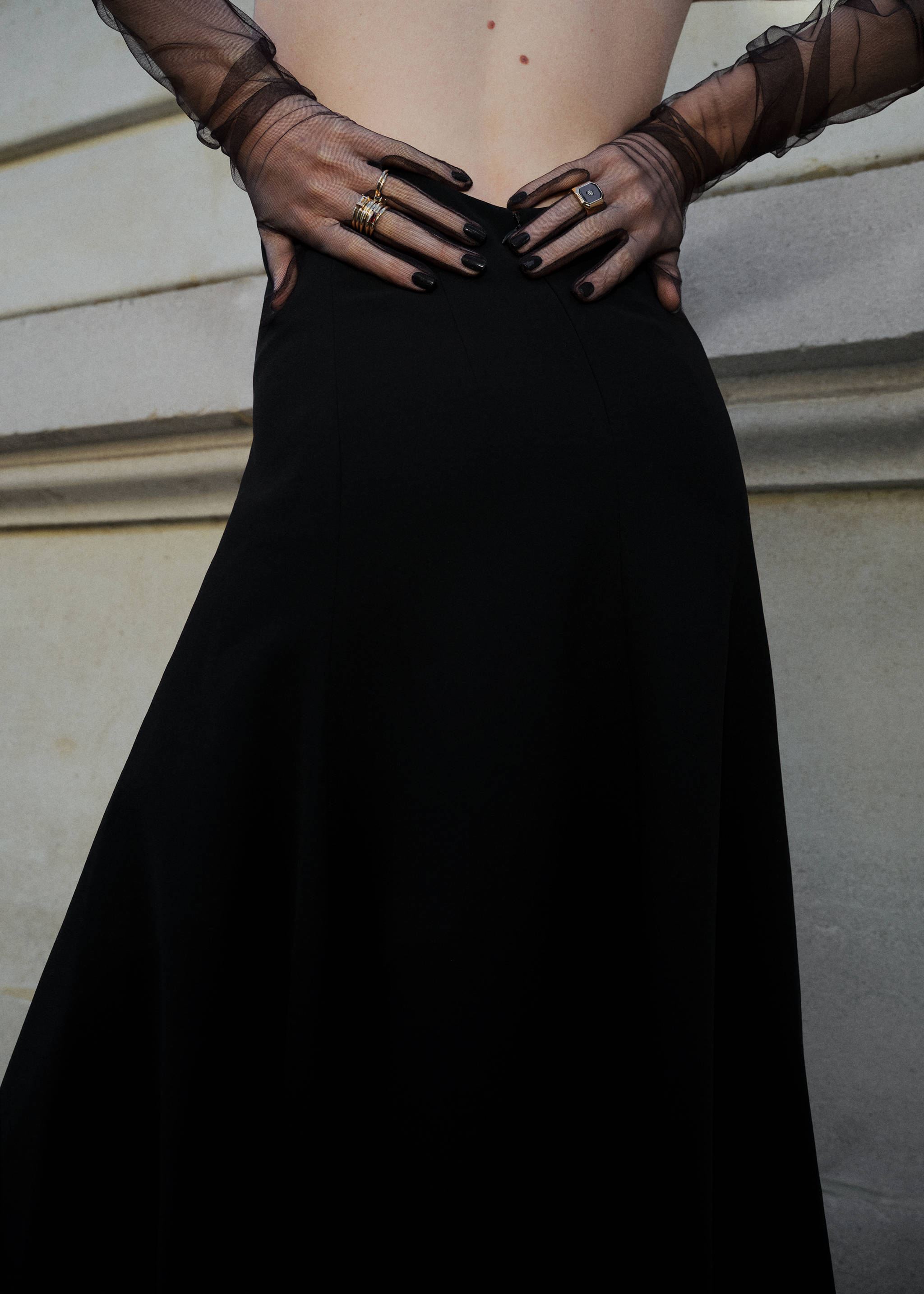 Long semi-transparent gloves - General plane