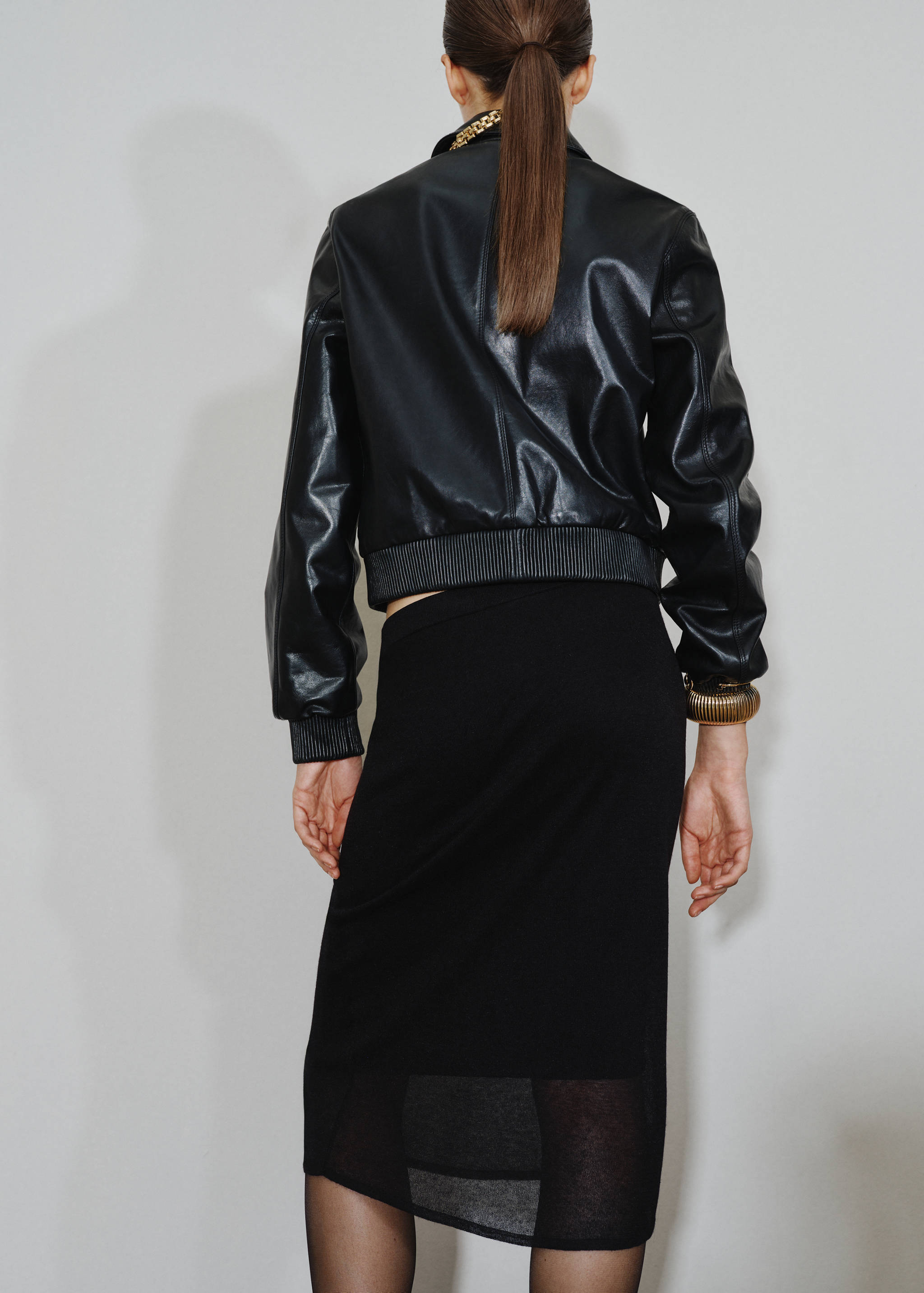 Ribbed midi skirt - Reverse of the article