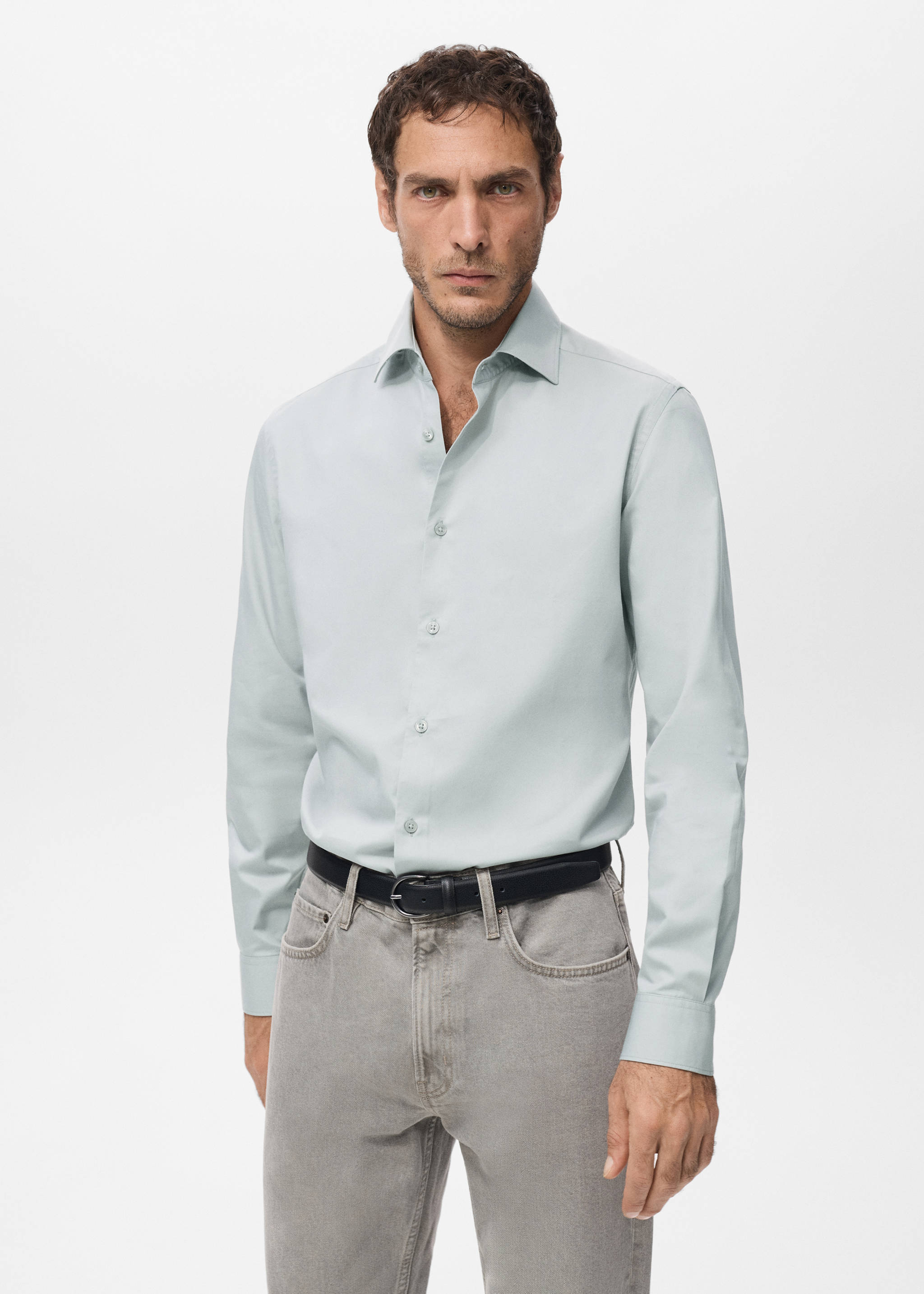 Slim-fit lyocell cotton shirt - Medium plane
