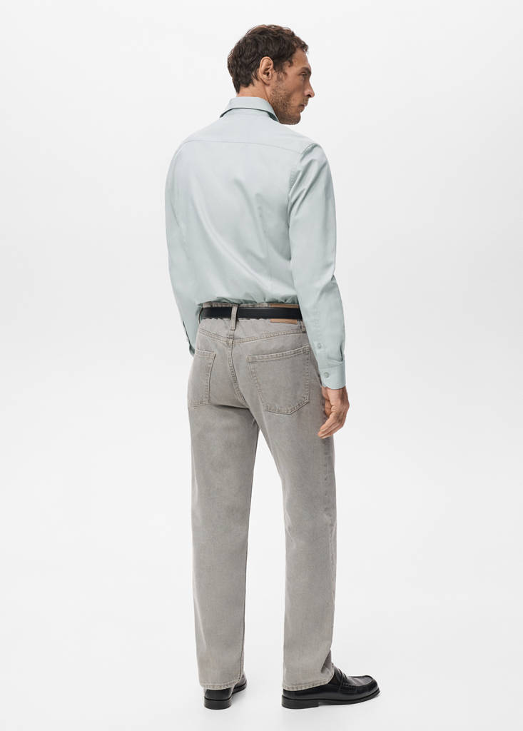 Slim-fit lyocell cotton shirt — Ice Grey