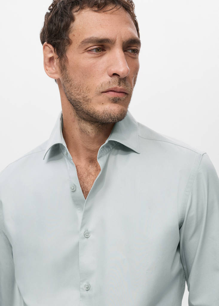Slim-fit lyocell cotton shirt — Ice Grey