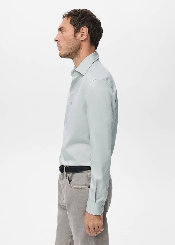 Slim-fit lyocell cotton shirt — Ice Grey