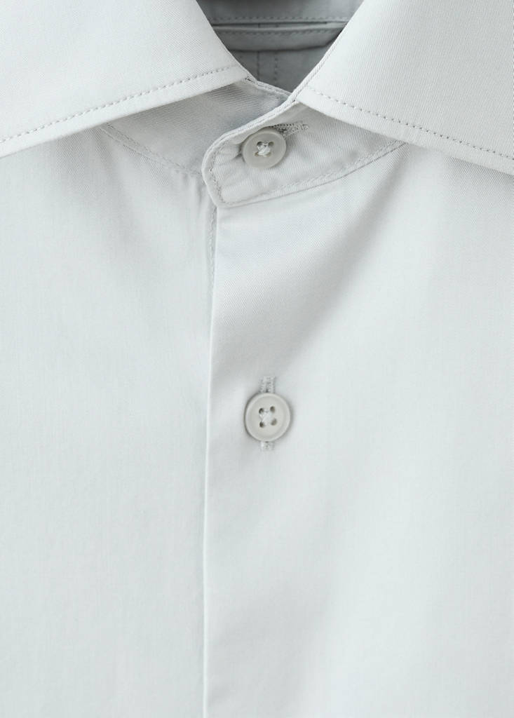 Slim-fit lyocell cotton shirt — Ice Grey