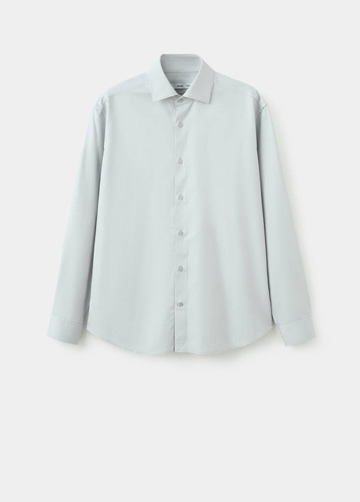 Slim-fit lyocell cotton shirt — Ice Grey